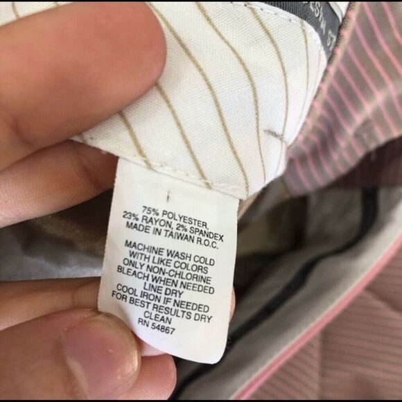 Express Correspondent Spring Pink Gray Striped Wide Straight Leg Pants Size 4 - Picture 8 of 8